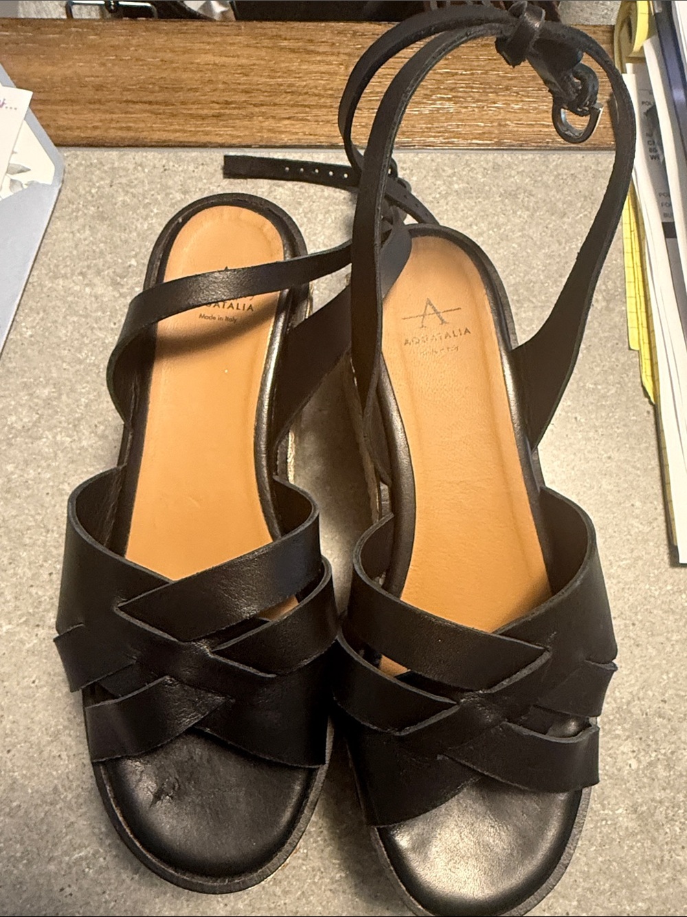 Aquatalia Black Leather Wedge